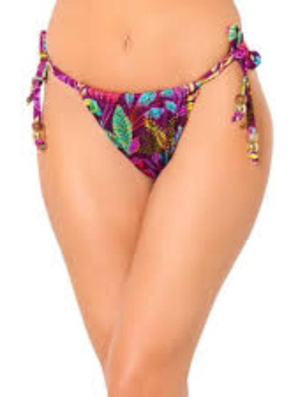 Swimsuits for All Beaded Side Tie Swim Bikini Brief